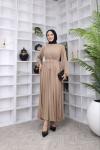 Ayrobin Kemerli Elbise Camel