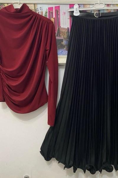 Bluz Volanlı Etek Kombin Çoklu Renk