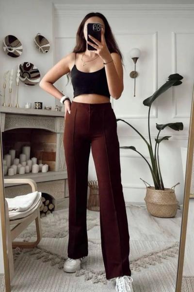 Çımalı Pantolon Kahverengi