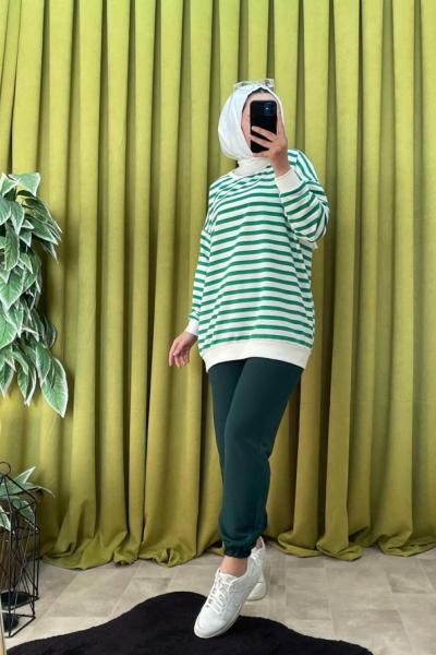 ÇİZGİLİ SWEAT Yeşil