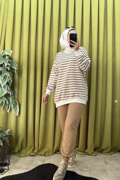 ÇİZGİLİ SWEAT Camel