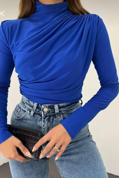 Drapeli Bluz Saks Mavisi
