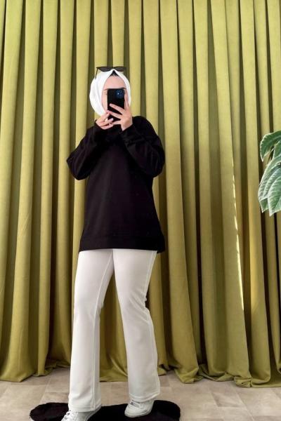 Düz Yırtmaçlı Tunik Siyah