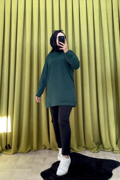 Düz Yırtmaçlı Tunik Zümrüt