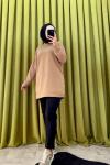Düz Yırtmaçlı Tunik Camel