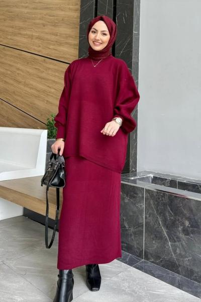 Etekli Triko Takım Bordo