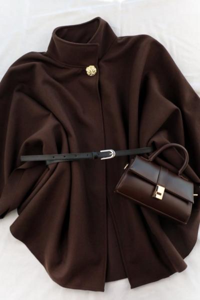 Kemerli Kaşe Panço Kahverengi