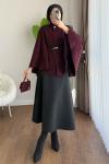 Kemerli Kaşe Panço Bordo