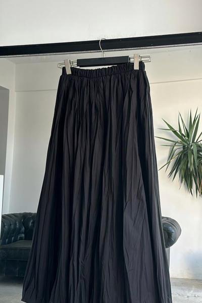 Kırışık Etek Siyah