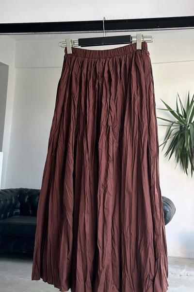 Kırışık Etek Kahverengi