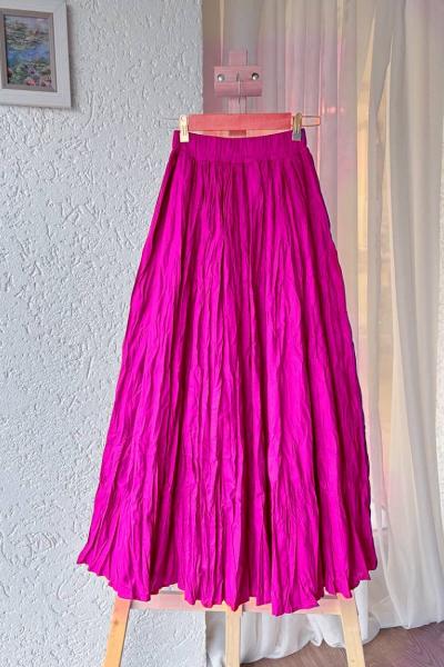 Kırışık Etek Fuşya