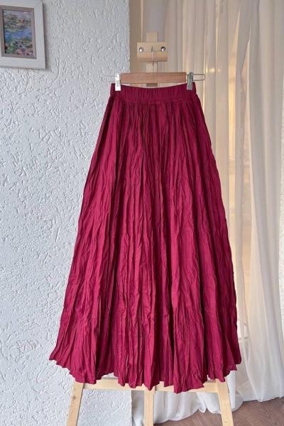 Kırışık Etek Bordo