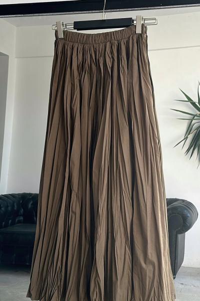 Kırışık Etek Haki