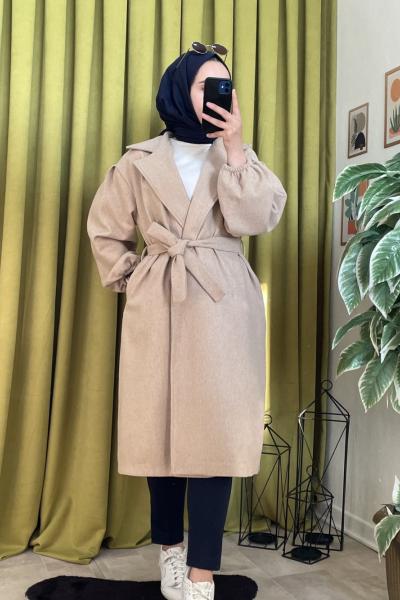 KUŞAKLI KAŞE KABAN Bej
