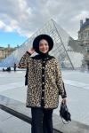 Leopar Desenli Hırka Kahverengi