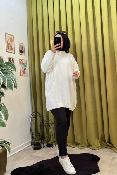 Salaş Triko Tunik Beyaz