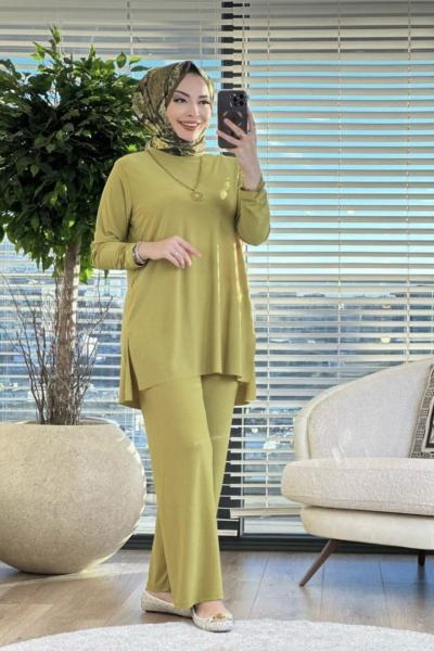 Sandy Pantolonlu Takım Yağ Yeşili