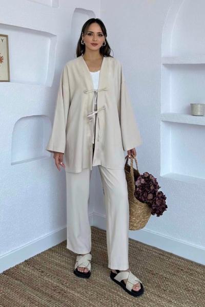 Sofya Keten Kimono Taş Rengi