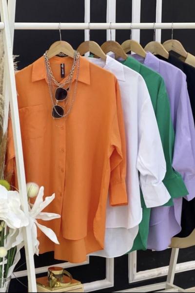 Tek Cepli Poplin Gömlek Turuncu