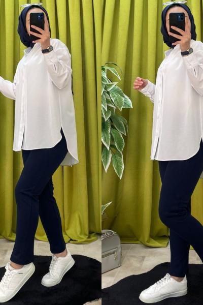 Tek Cepli Poplin Gömlek Beyaz