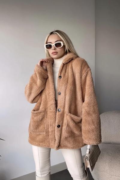 Peluş Ceket Camel