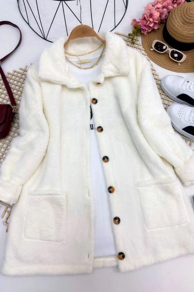 Peluş Ceket Krem